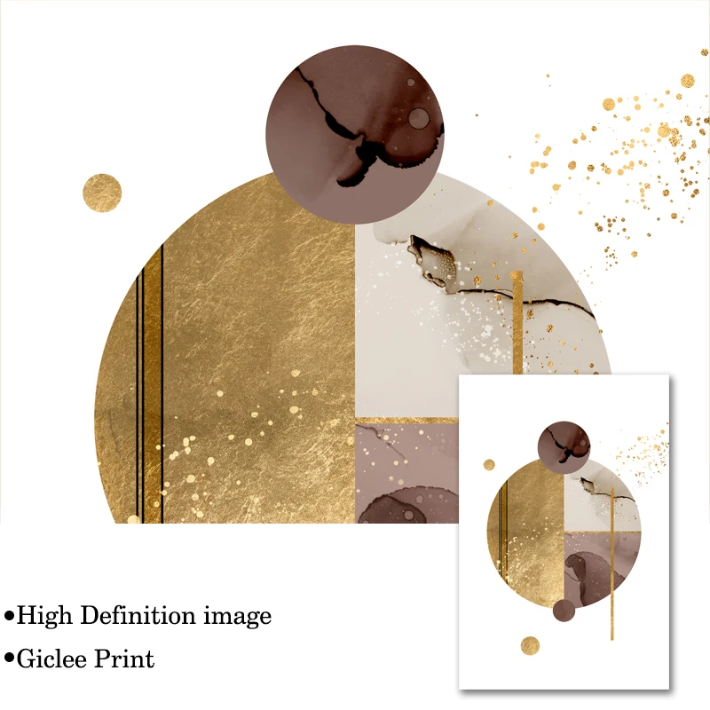 Современный геометрический настенный плакат из золотой фольги декоративная