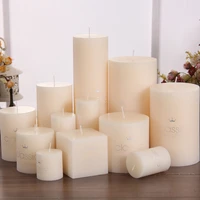 ivory white candle cylinder romantic smokeless candle home decoration shooting background props birthday gift holiday party