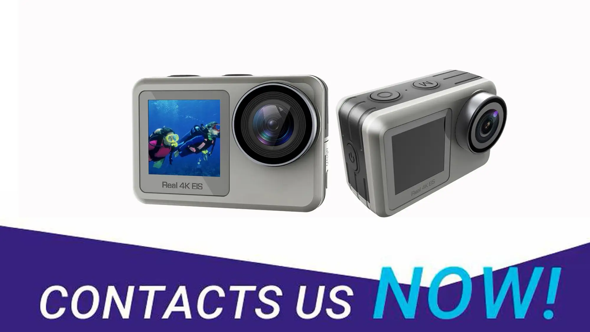 للبيع HDKing جديد 2.0 ''واي فاي 30 متر مقاوم للماء 4k ثنائي الشاشة الجسم مقاوم للماء الحقيقي 4K عمل كاميرا للغوص تحت الماء كاميرا رياضية