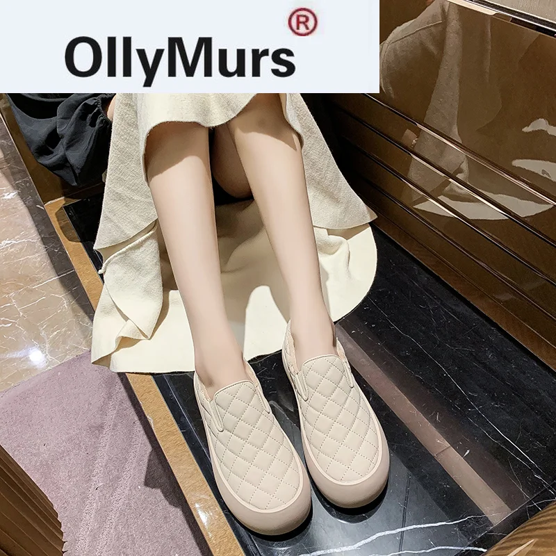 

2021 Casual Woman Shoe Round Toe Shallow Mouth Loafers With Fur Slip-on Autumn Winter Slip On Fall Canvas Slip-On Rubber Shoes