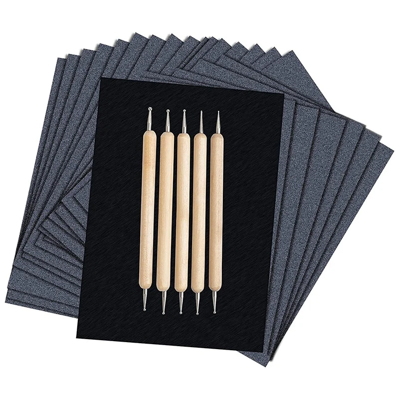 

205 листов карбоновой бумаги, фотообои с 5 тиснеными стилусами для DIY деревообработки, бумаги, холста (Размер A4)