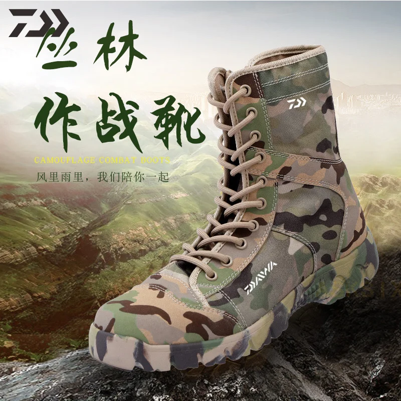 

Мужская обувь для рыбалки с высоким берцем, Мужская тонкая летняя камуфляжная одежда Daiwa для рыбалки, дышащая быстросохнущая тактическая од...