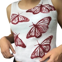 new summer fairy grunge butterfly printed sleeveless graphic t shirts y2k top streetwear tanks aesthetic clothes crop female