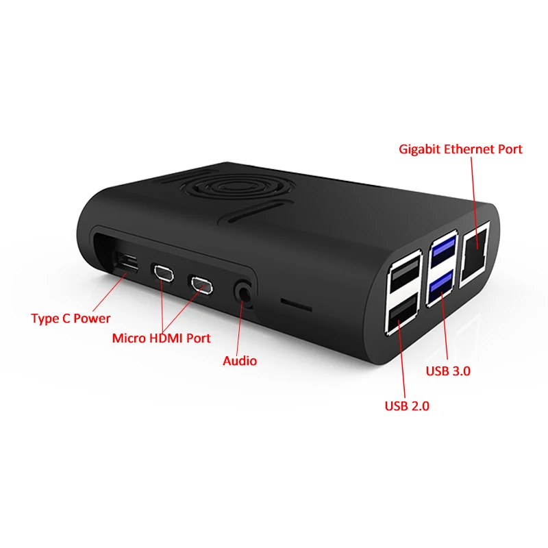 Aokin ABS Raspberry Pi 4 Case with Cooling Fan Aluminum Heat Sink for Model B 4B | Компьютеры и офис