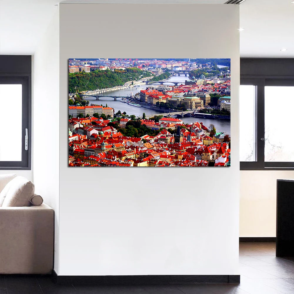 Плакат Прага Чехия городской пейзаж холст ткань печать картина для домашнего