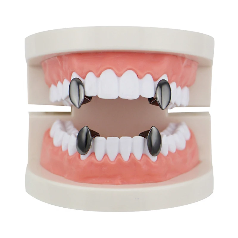 Набор из 4 штук капсул для зубов с вампирскими клыками верхних и нижних рядов, гриллзы для зубов в виде канинов, зубные грили, капы для зубов, косплей, вечеринка, хип-хоп, ювелирные изделия для тела.