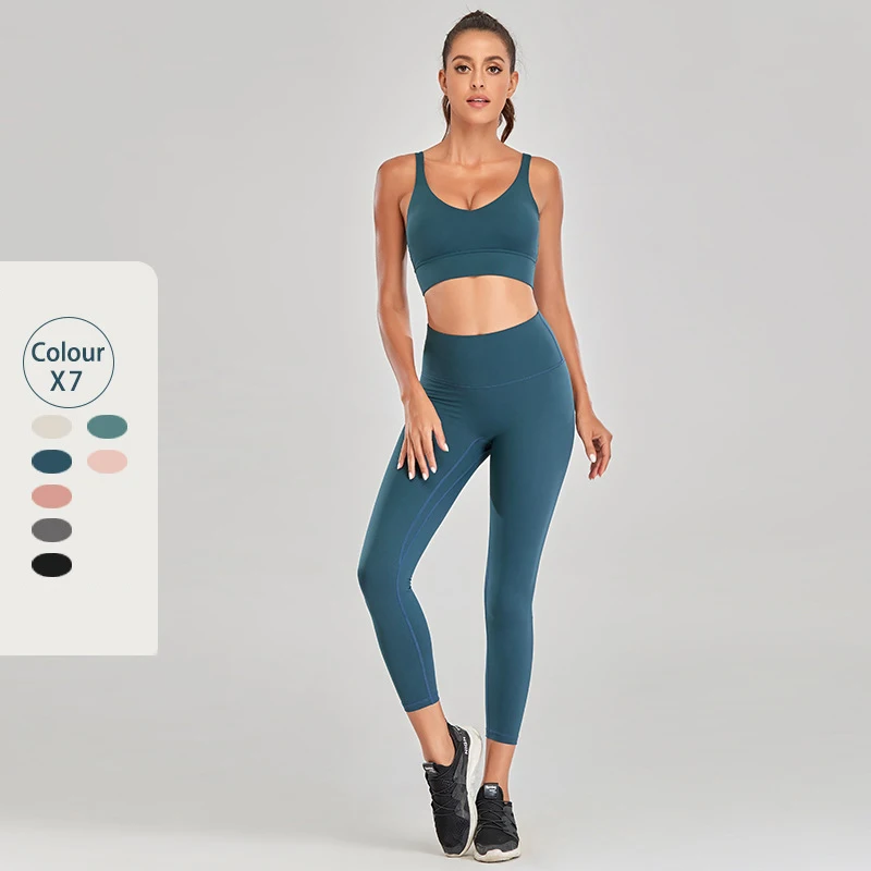 

Women's Fitness Suit Gym Sets Leggings Bra Womens Outfits Yoga Sports Set Women's Tracksuit Breathable Woman Clothing Sportswear