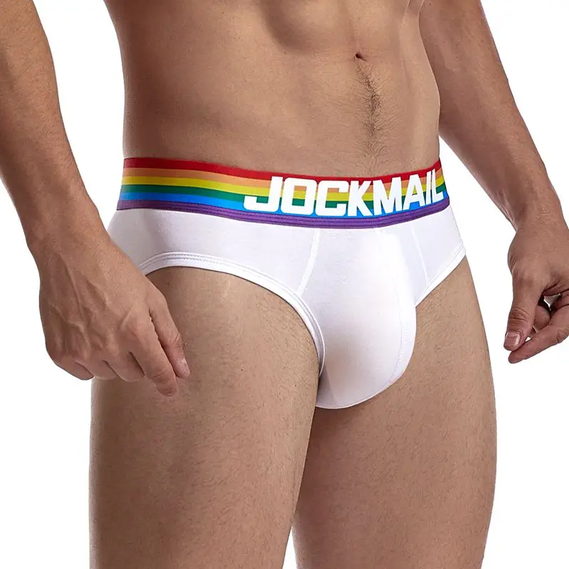 Трусы брифы JOCKMAIL мужские пикантное нижнее белье дышащие трусы в радужную полоску
