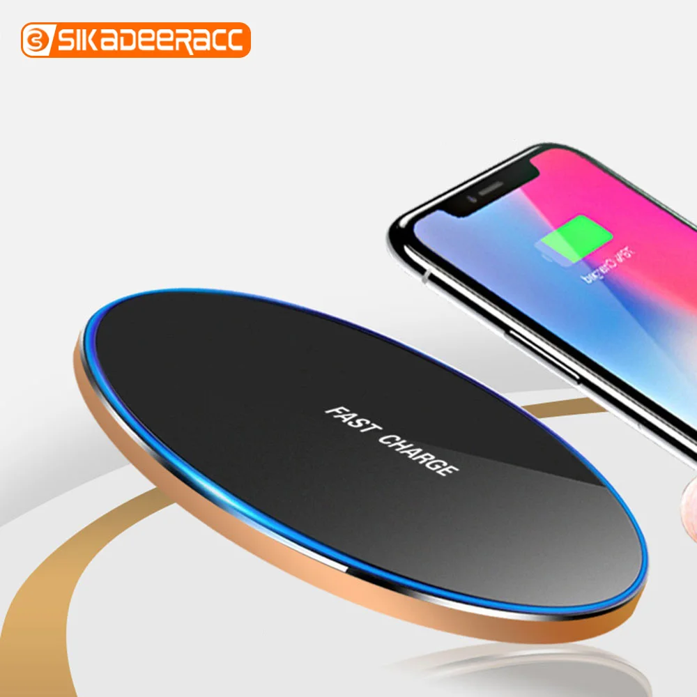 Ультра тонкий беспроводной зарядное устройство 10 Вт круглые металлические смарт