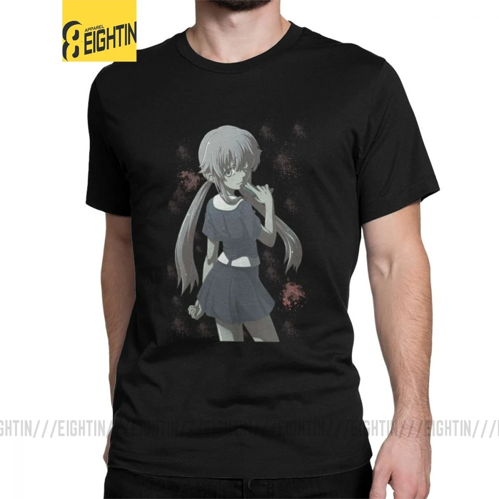 Мужские футболки Yuno Gasai хлопковые с коротким рукавом Mirai Nikki Аниме Манга будущее