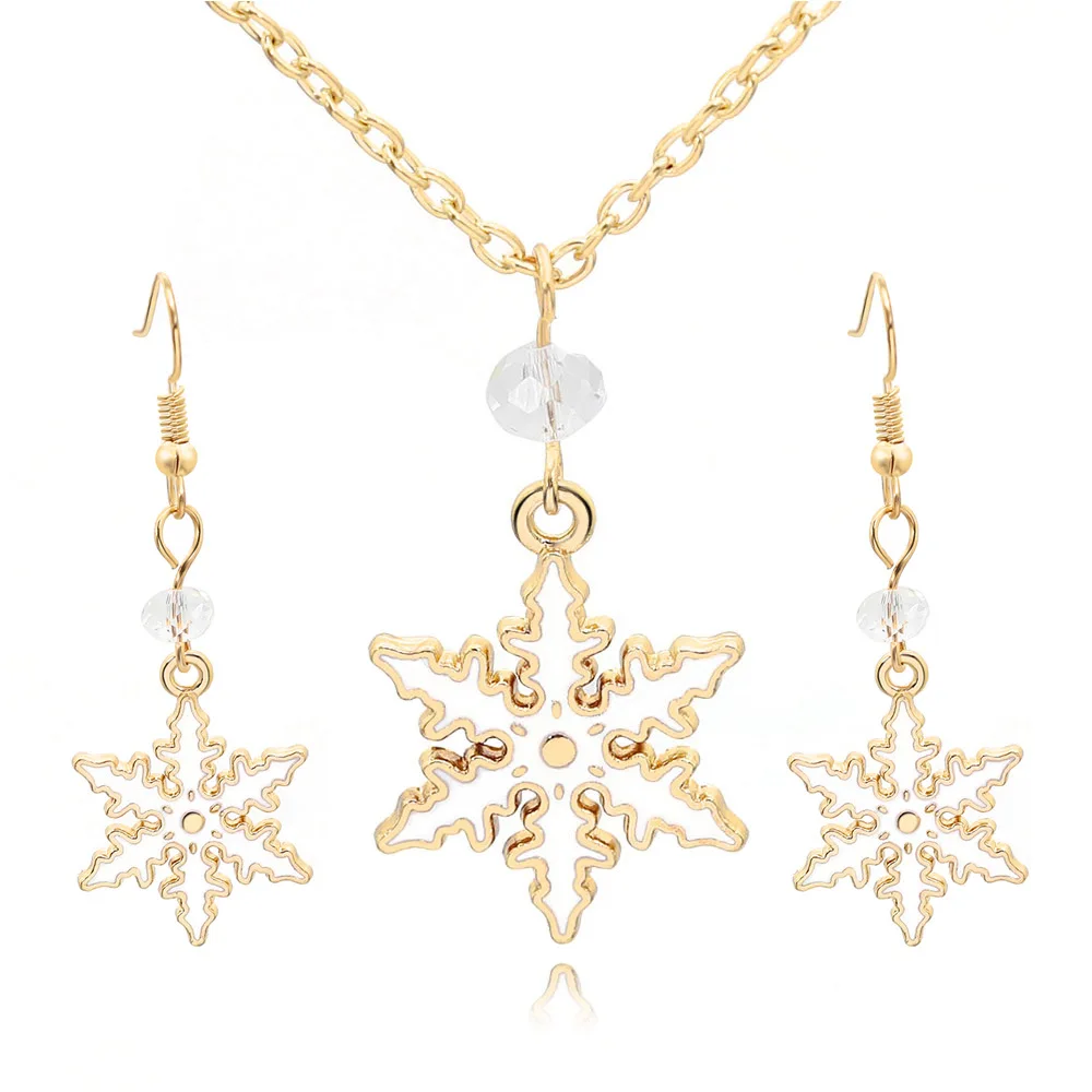 Doreen модная коробка золотого цвета сплав Снежинка рождественские серьги ожерелье