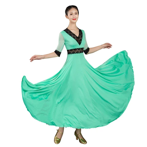 Женское кружевное платье с V-образным вырезом для бальных танцев