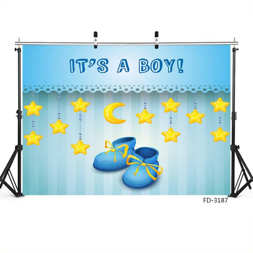 Синий фон для фотосъемки с изображением луны и звезд для мальчиков, виниловый тканевый фон для детской фотосъемки новорожденных, вечерние Фотофон на день рождения для фотостудии