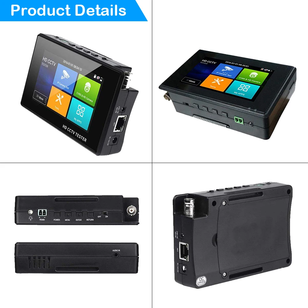IP Camera Tester 4 Inch 4K H265 H2648MP AHD/TVI / CVI CVBS CCTV Monitor PTZ Controller Rapid ONVIF IPC POE | Безопасность и защита