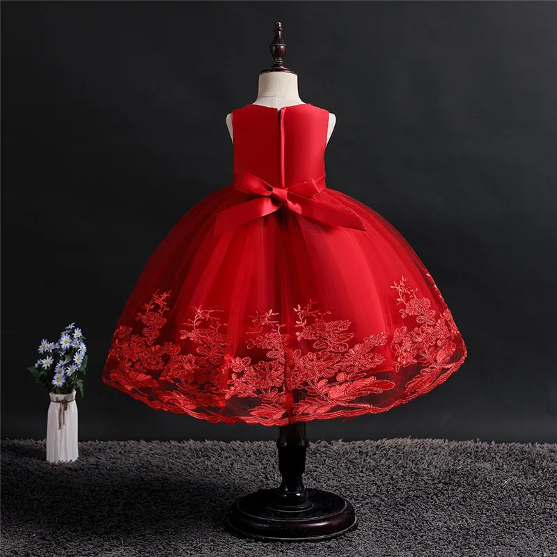 

Embroidery Silk Princess Dress for Baby Girl Flower Elegant Girls Dresses Winter Party Christmas Halloween Kids Dresses Clothes