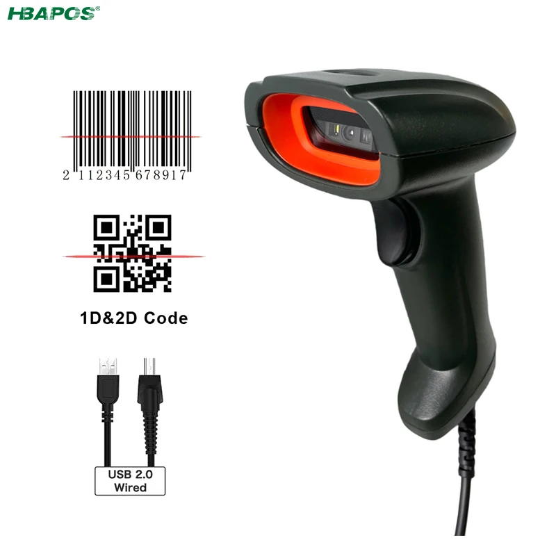2D Wired barcode scanner 1D&amp2D CMOS Supermarket Handhel Barcode Bar Code Scanner Reader QR USB Platform for POS | Компьютеры и офис