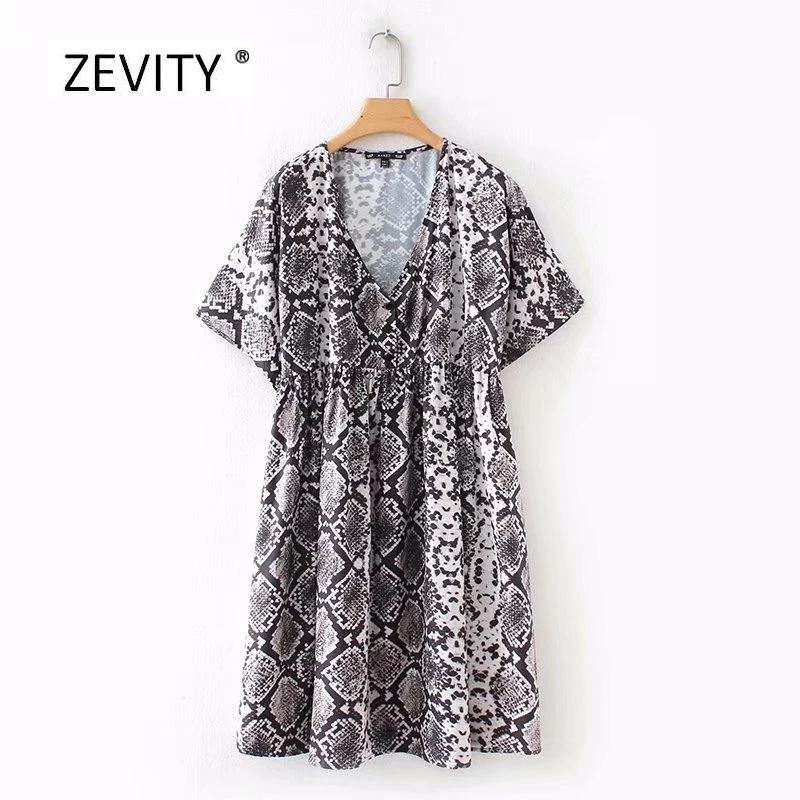 Женское винтажное платье мини со змеиным принтом свободное повседневное