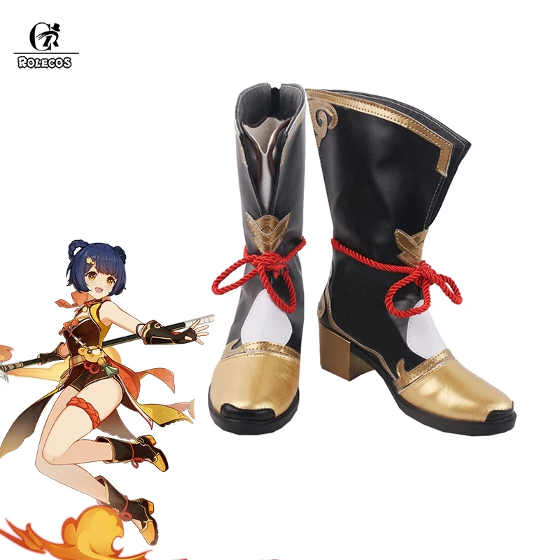 

ROLECOS Game Genshin Impact Xiangling Cosplay Shoes High Heels Boots Cosplay Xiangling Shoes For Women Cosplay Halloween