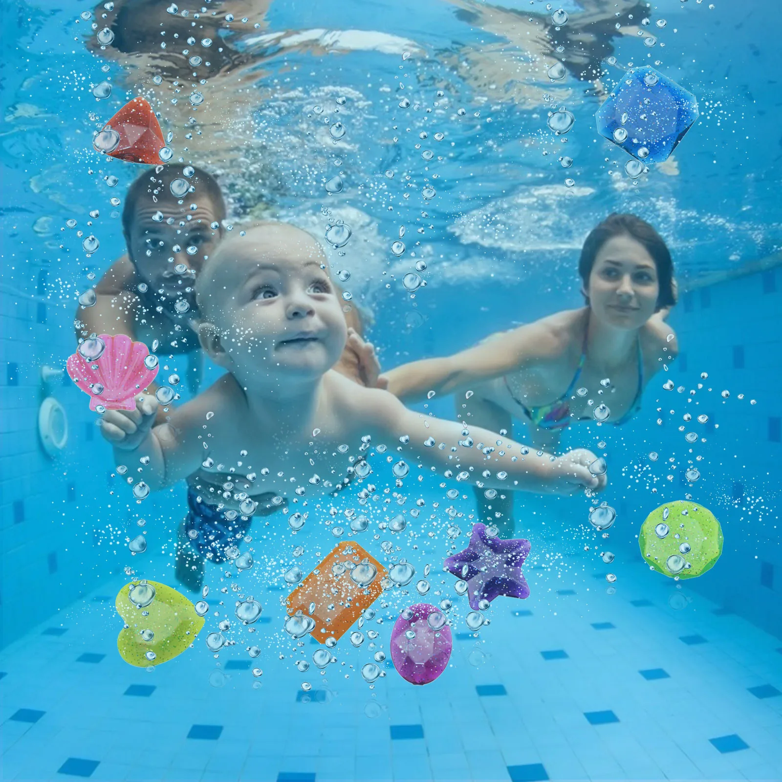 

Diving Underwater Swimming Colorful Pool Sink RingTraining Under Water Fun Toy Sinking Pool Toy Rings For Kid Children