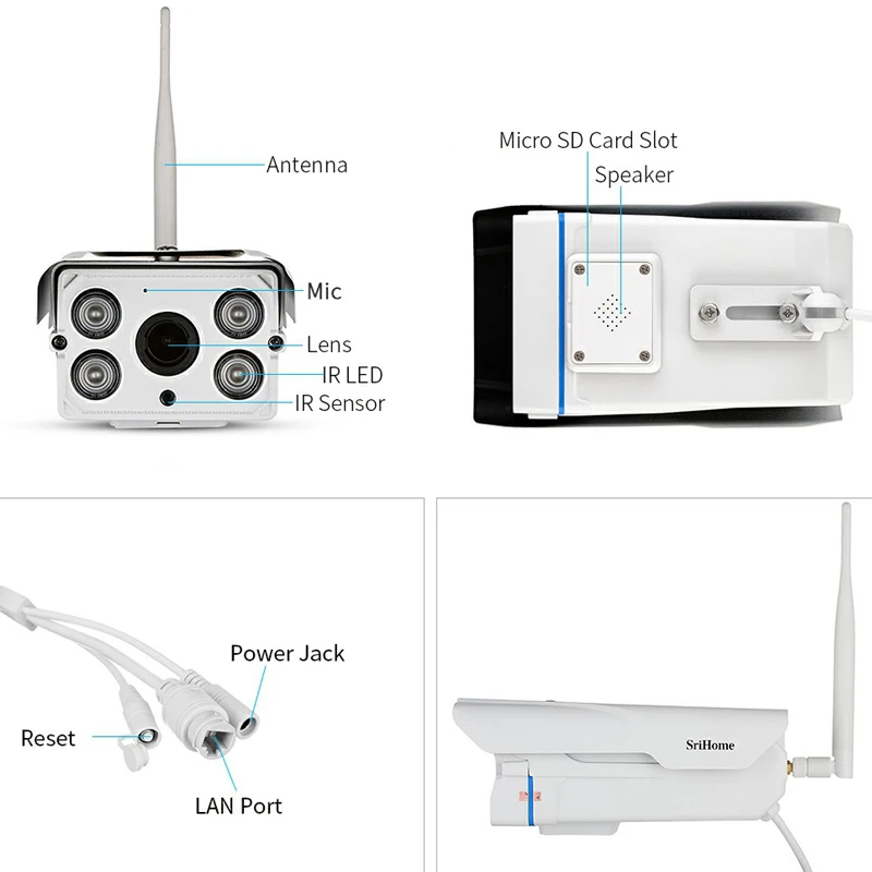 Srihome SH027 3MP Wifi IP камера 3X Zoom наружная Водонепроницаемая беспроводная ONVIF детектор