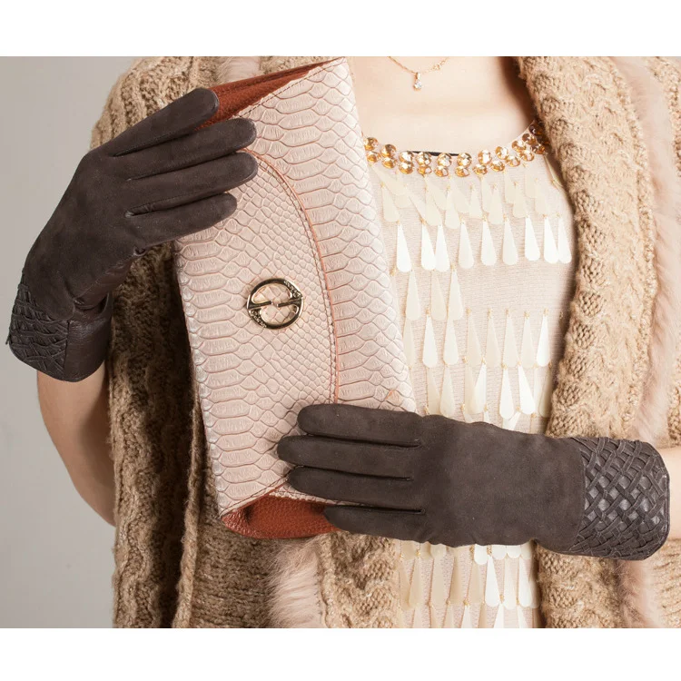 

Leather Gloves Women Winter Full Finger Genuine Sheepskin Female Winter Gloves Black Brown Hand Warm Gloves Mitten Lady Elegant