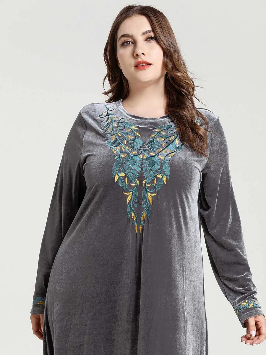 Платье-макси с длинным рукавом и цветочной вышивкой | Тематическая одежда