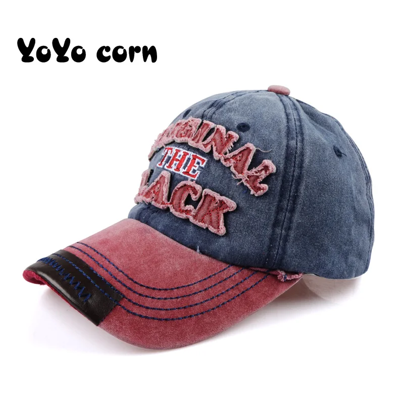 YOYOCORN, Хит, Ретро стиль, вареная бейсболка, облегающая Кепка, Снэпбэк Кепка для мужчин, женщин, Gorras, повседневная Кепка, с буквенным принтом, Черная кепка - Цвет: Red and Blue