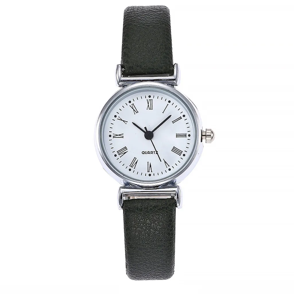 Элегантные женские часы с арабскими цифрами маленькие кожаными кварцевыми