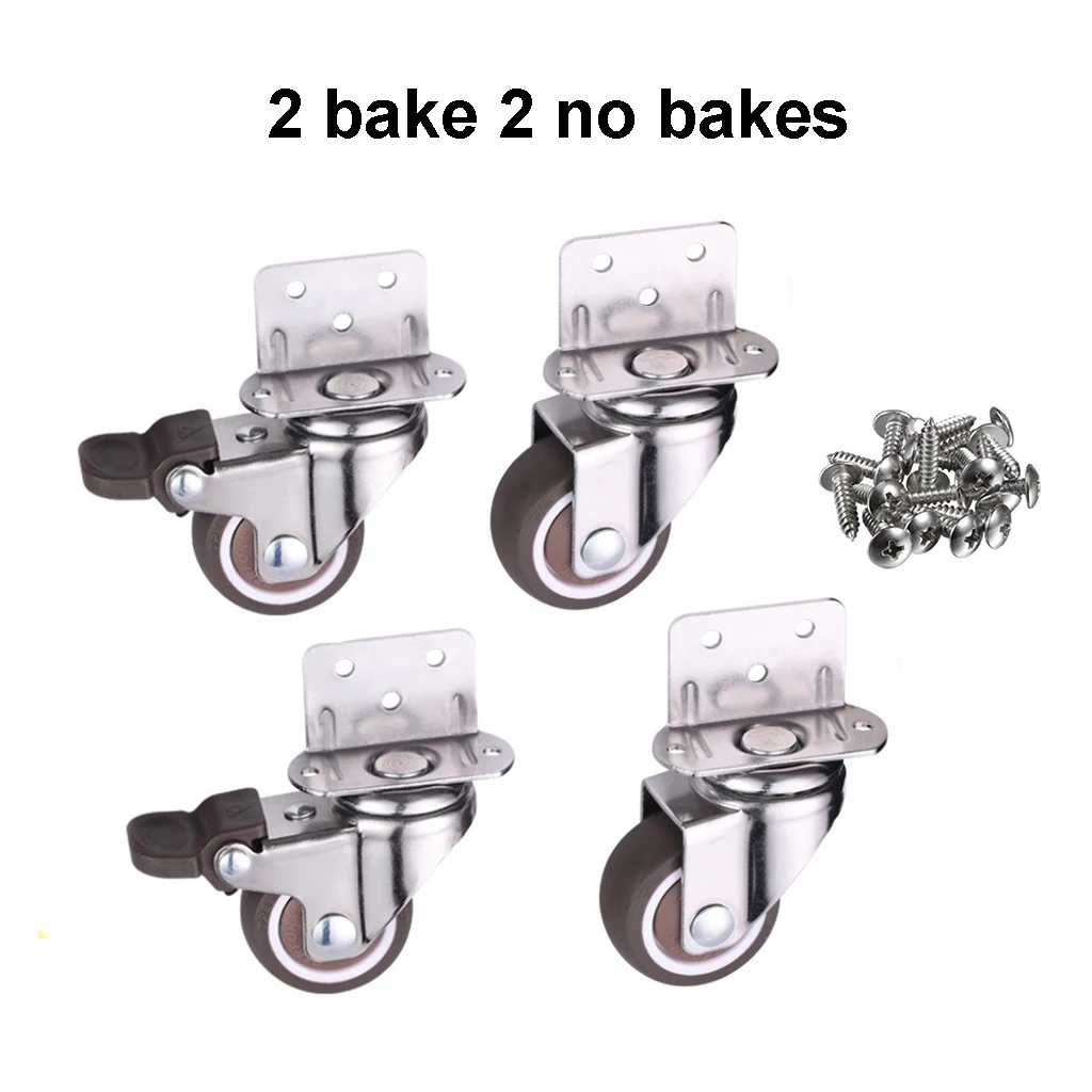 Набор из 4 сверхмощных поворотных колесиков бесшумный резиновый ролик с винтами