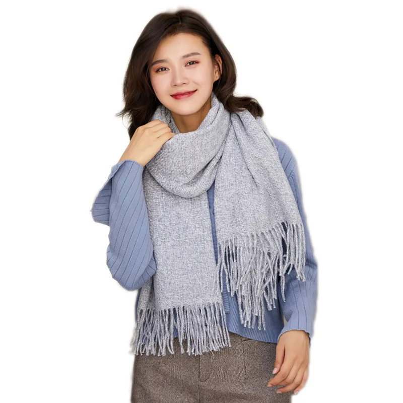 Autumn and Winter New Cashmere Scarf Female Exta-Long Pure Color Thickened Tassels All-match Dual-Purpose Warm Shawl women scarf |