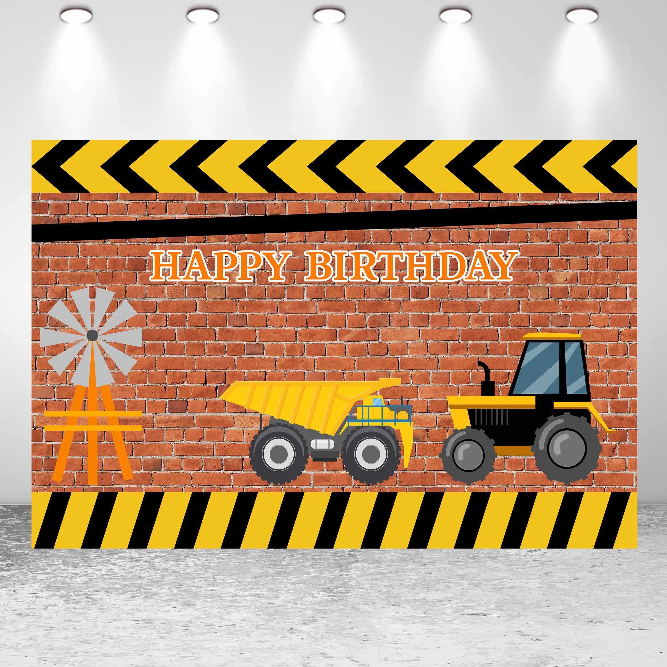 

SeekPro Boy's Children Birthday Party Banner Background Construction Excavator Party Photography Backdrops For Photo Studio