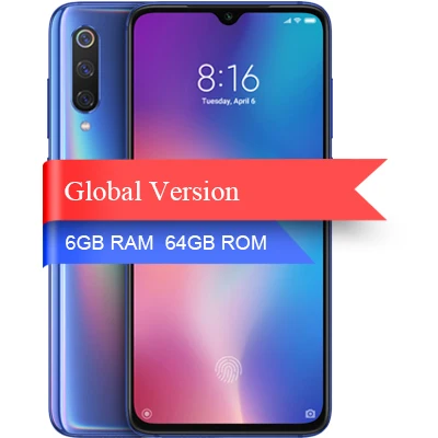 Blue 64G Глобальная версия Xiaomi Mi 9 6 ГБ 64 Гб мобильный телефон Snapdragon 855 Восьмиядерный 6,3" AMOLED полноэкранный 48MP задняя камера смартфон - Цвет: Blue 64G