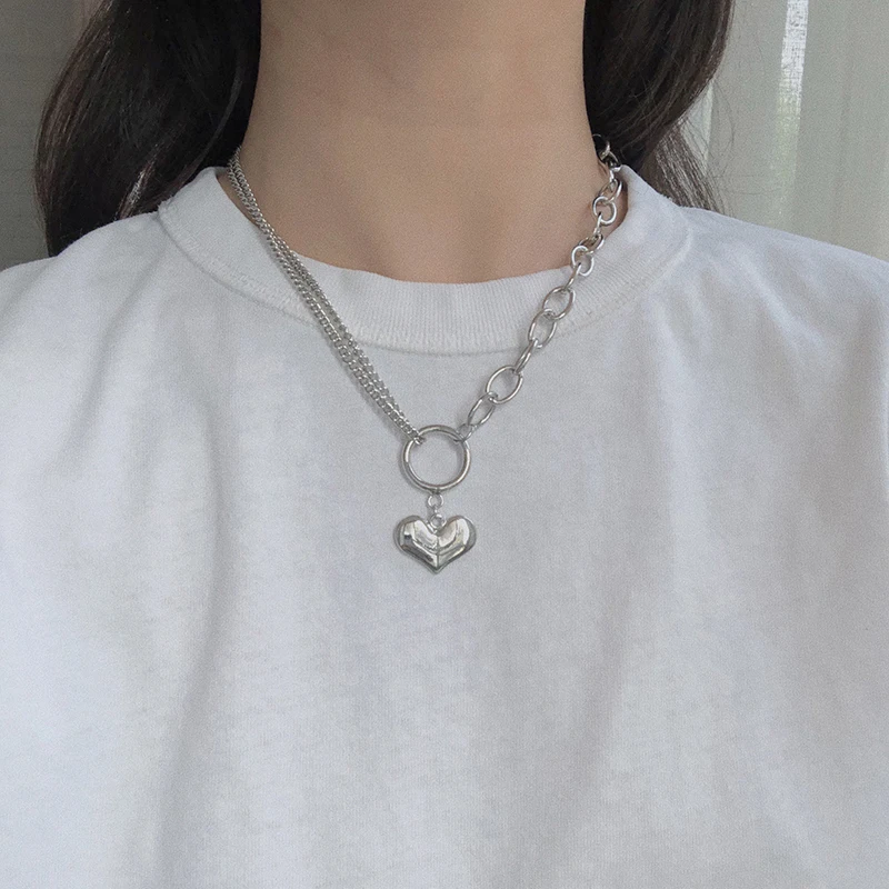 

Love Hip-hop Street Port Style Choker Necklace Wild Chain Pendant Clavicle Chain Tide Men and Women Couples