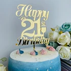 Персонализированный Топпер для торта на день рождения 21, 30, 40, 50, золотой акриловый зеркальный декор для торта на день рождения