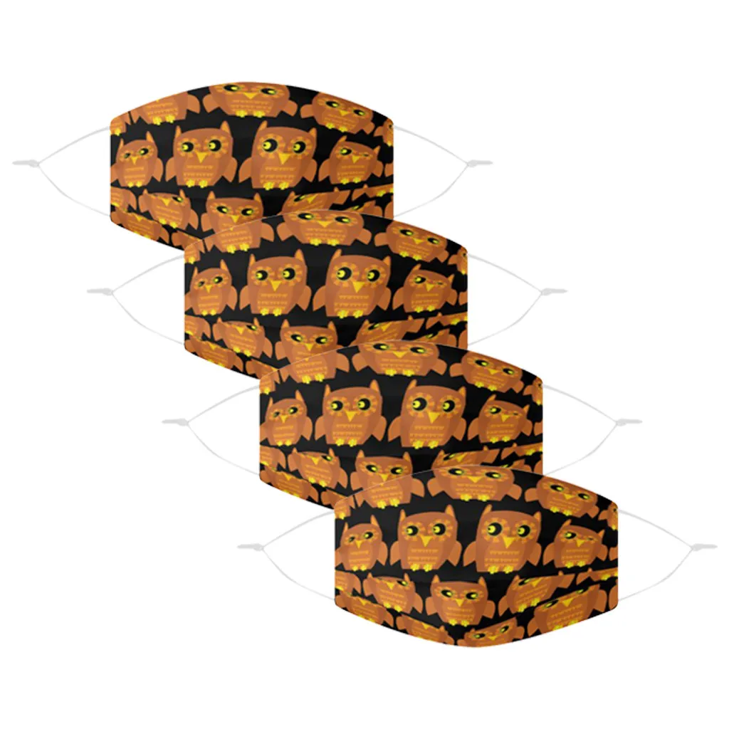 

4pcs Unisex Funny Owl Cartoon Printed Washed And Reused Face Mask For Men And Women Mascarilla Reutilizable Mascherine Lavabili