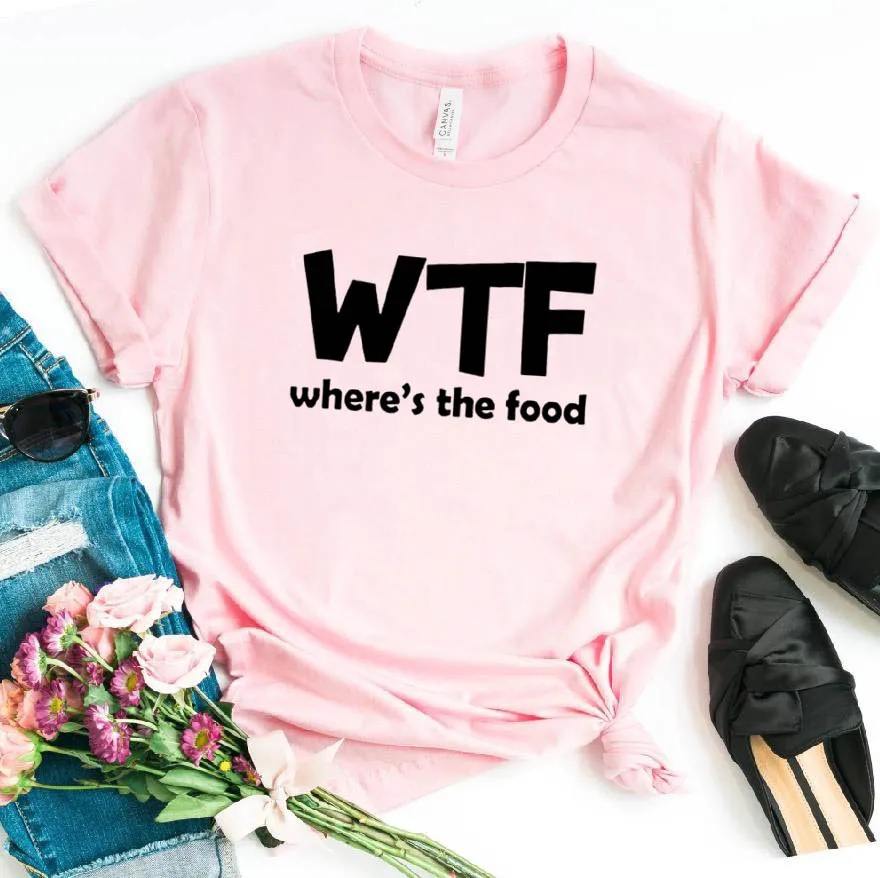 Женская футболка WTF с надписью What's THE FOOD хлопковая забавная Повседневная