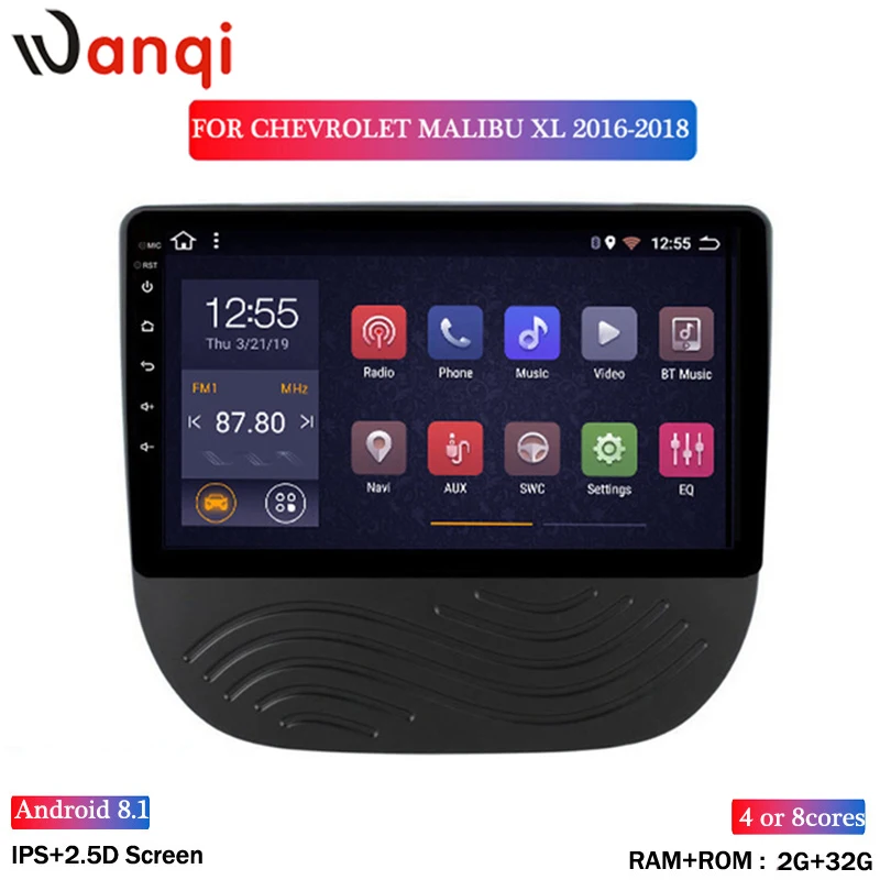 Wanqi восемь ядер 2 + 32 ГБ 9 дюймов Android 8 1 Автомобильный плеер для Chevrolet Malibu XL 2016 2017 2018