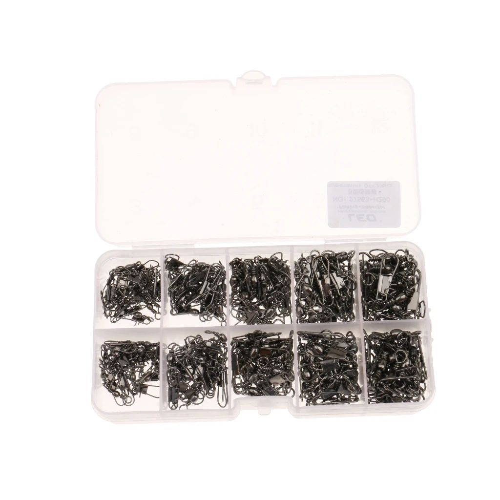 

200Pcs Hook Baits Line Link Connector Swivels Coarse Sea Fishing Tackles