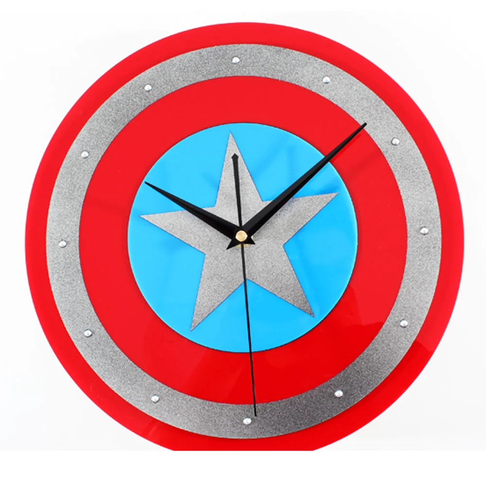 Wall Clock America Captain Shield Home Decor Clocks Creative Art Watch Modern Design 12&quot | Дом и сад