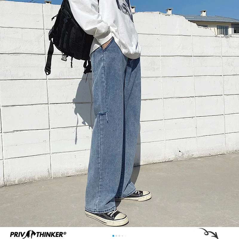 Мужские Прямые рваные джинсы Privathinker свободные большого размера 5XL с коллажом в