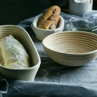 rattan oval proofing bread basket with liner baguette dough pastry banneton brotform bowl baking food storage baskets organizer