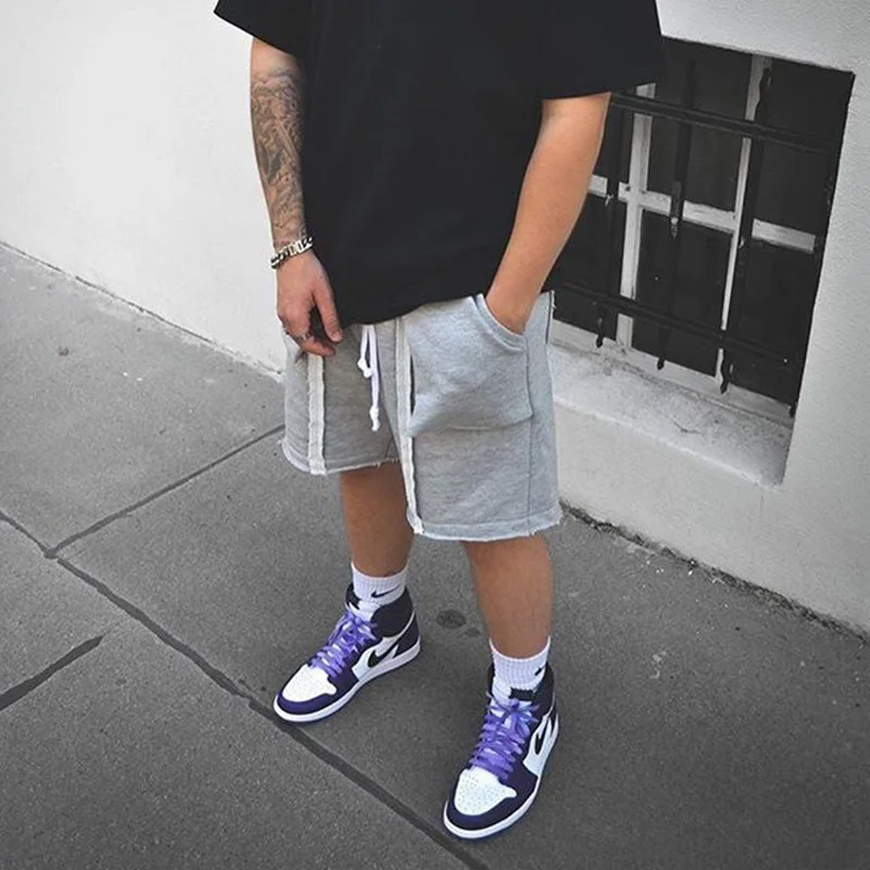 

European American Men's New Summer Fashion Hip-Hop Loose Breathable Solid Casual Five-Point Pants Sports Training Jogging Shorts