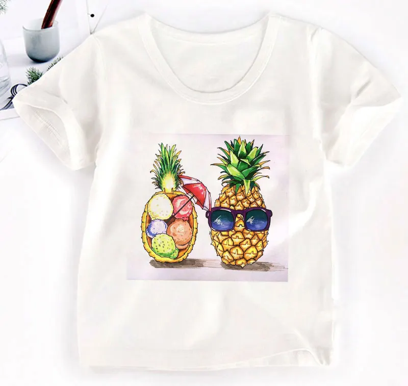 Летние нейтральные Детские шорты с принтом фруктов Футболка рукавами и круглым