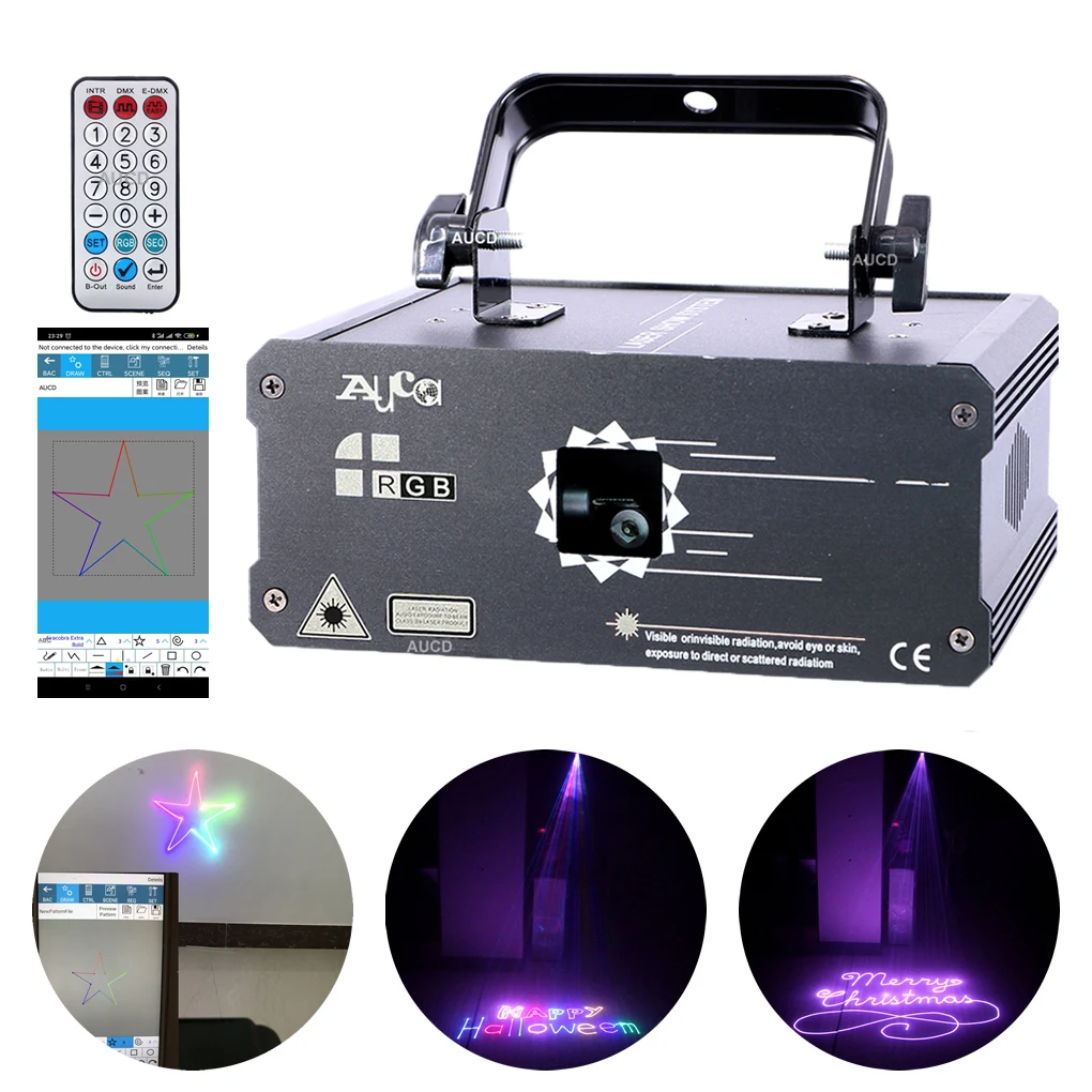 

DMX512 Phone App Edit Pattern RGB Scanner Laser 500MW 1W Animation Projector Light For Navidad Disco Party Stage Luces Lighting