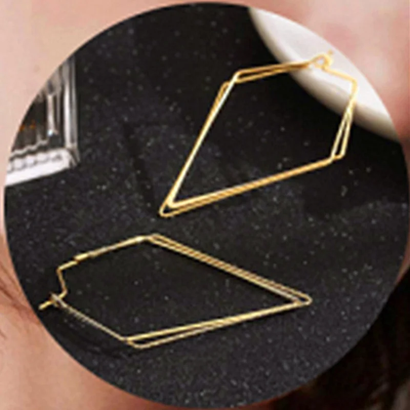 Панковские геометрические металлические серьги для женщин полый ромб в виде