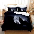 Комплект постельного белья с принтом волк, односпальный Комплект постельного белья, односпальный, односпальный, двуспальный, большого размера, с рисунком животного, для взрослых и детей