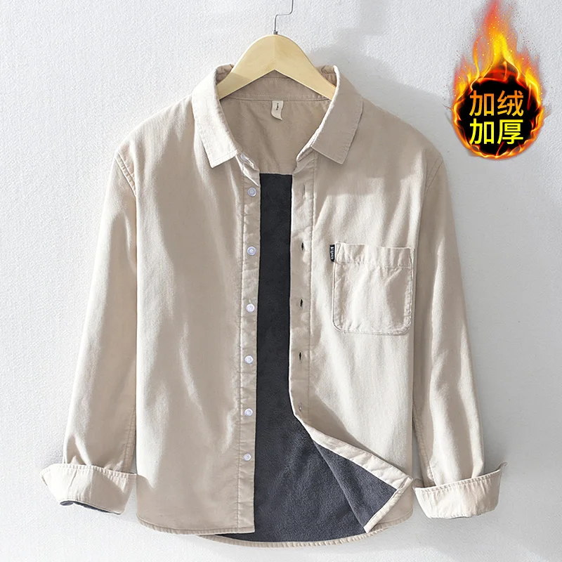 

Autumn and winter long sleeve corduroy thick warm shirt men fashion comfortable shirts for men trendy brand shirt mens camisa