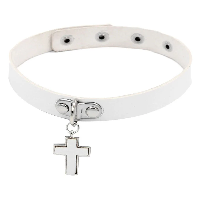 

Punk PU Leather Cross Spike Rivet Collar Studded Choker Necklace Body Birthday Party Gift chocker Jewelry