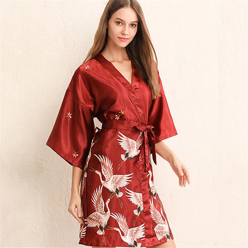 Кимоно в японском стиле, новинка, пижама Yukata Crane Haori, домашняя одежда, ночная рубашка, свободный халат, спа, вечерние, длинное платье, азиатская одежда