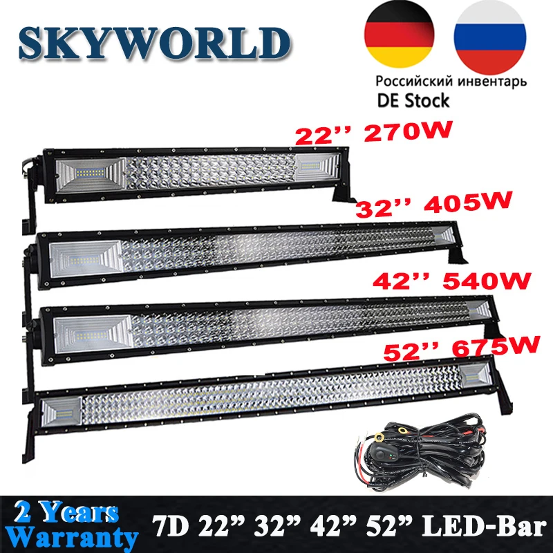 Tri-Row 2" 32" 4" 52" дюймовый прямой светодиодный фонарь для вождения по бездорожью для 4x4 автомобиля грузовика внедорожника 12 В 24 в 270 Вт 405 Вт 540 Вт 675 Вт